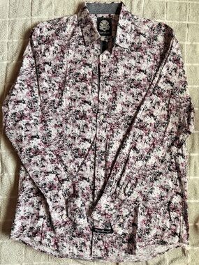 English Laundry White, Black & Pink Abstract Print Button-Down Shirt